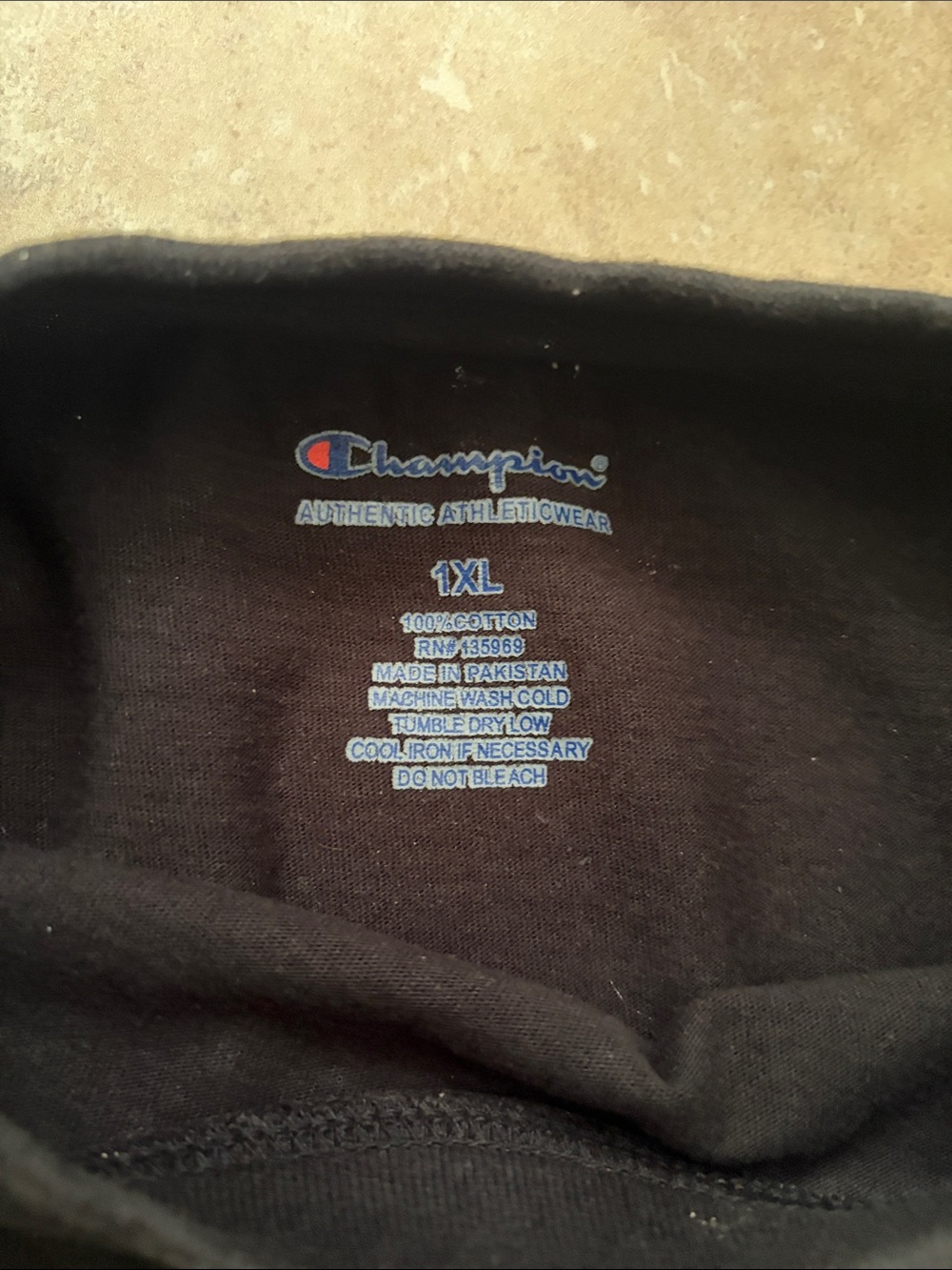 Like New, Champion Black Short Sleeve Tee with White Chest Panel and Logo - Picture 3 of 4